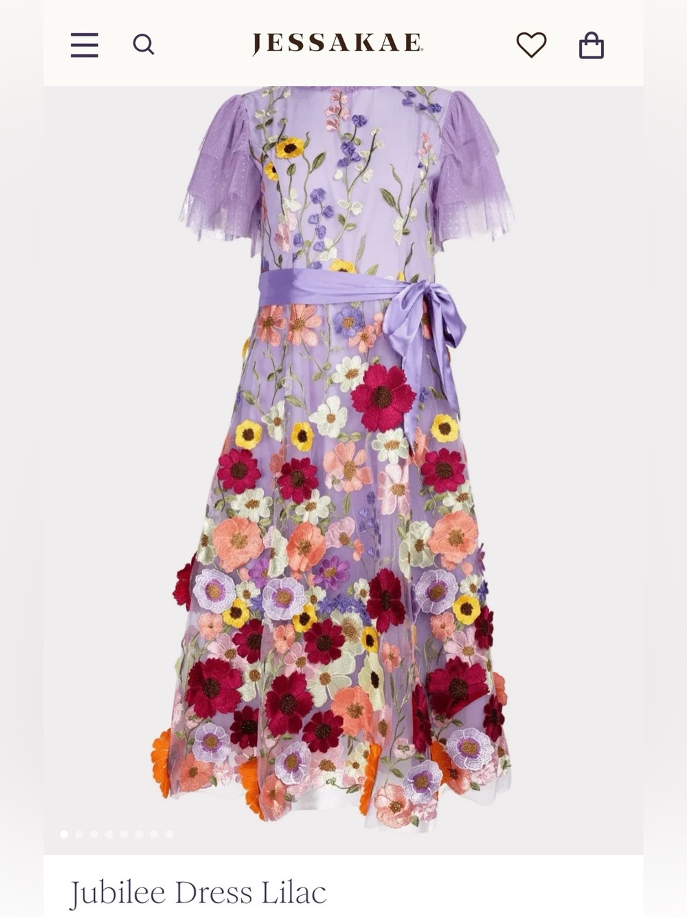 Jubilee JessaKae Lilac Floral Embroidered Tea-Length Dress